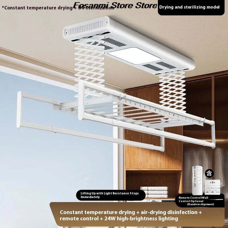 Tendedero de Ropa Eléctrico con Control Remoto para Balcón, Aluminio, Plegable con Luz