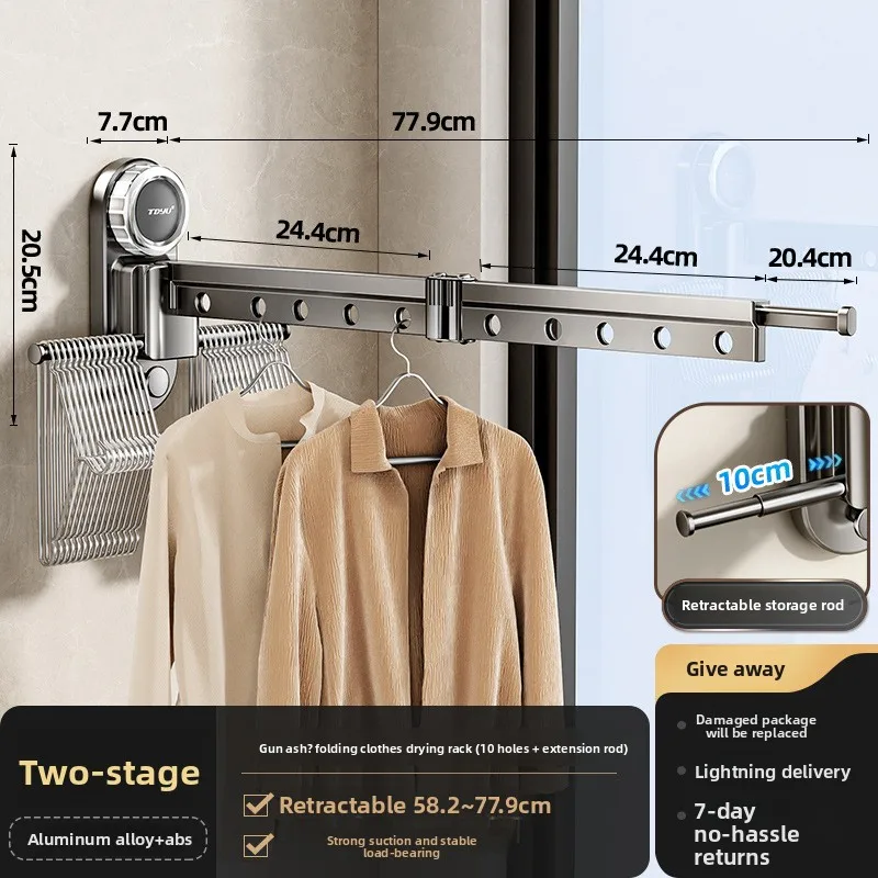 Tendedero de ropa plegable con ventosa de pared, secador portátil y colgador