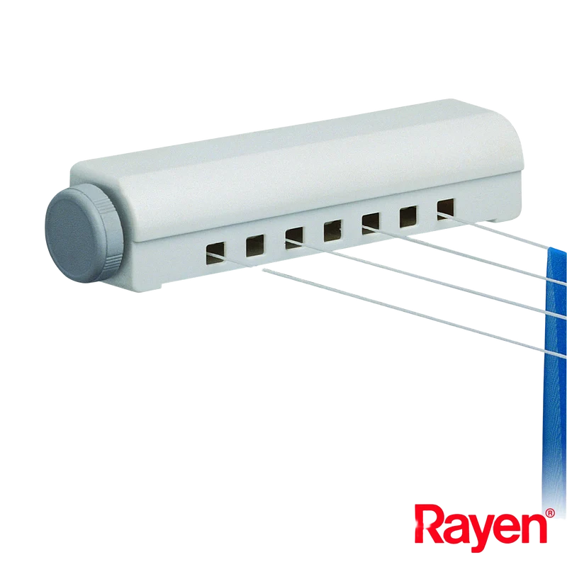 Tendedero de Pared Rayen, 14 m, 4 Cuerdas Extensibles, Ideal para Espacios Pequeños, Duradero y Fácil Instalación. Uso Doméstico y Camping.