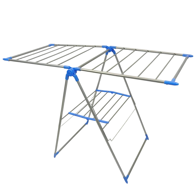 Tendedero de Ropa Plegable de Metal con Alas, Ajustable en 3 Alturas, Acero Inoxidable, 160x58cm