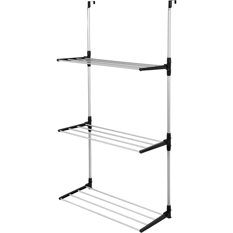 ARISE SHOP Tendedero de Ropa Plegable para Puerta, Metal/Plástico, 3 Niveles, 12 Varillas, 6.5m de Espacio de Secado, Diseño Plegable, Fácil Montaje,