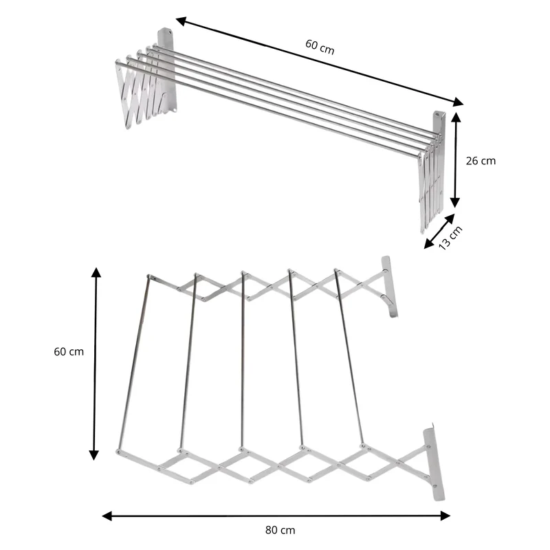 Tendedero de Ropa Metálico Plegable LUTODY - Para Terraza, Balcón y Exteriores