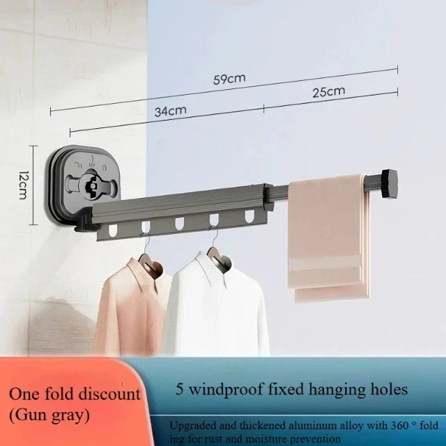 Tendedero de Pared Retráctil y Plegable - Secador de Ropa Resistente