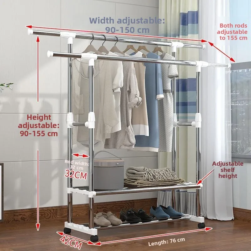 Tendedero de Ropa Plegable de Interior - Una Barra, Organizador de Plástico para Dormitorio