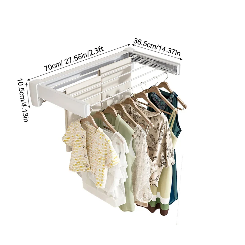 Tendedero de Pared Plegable Retráctil Invisible para Ropa
