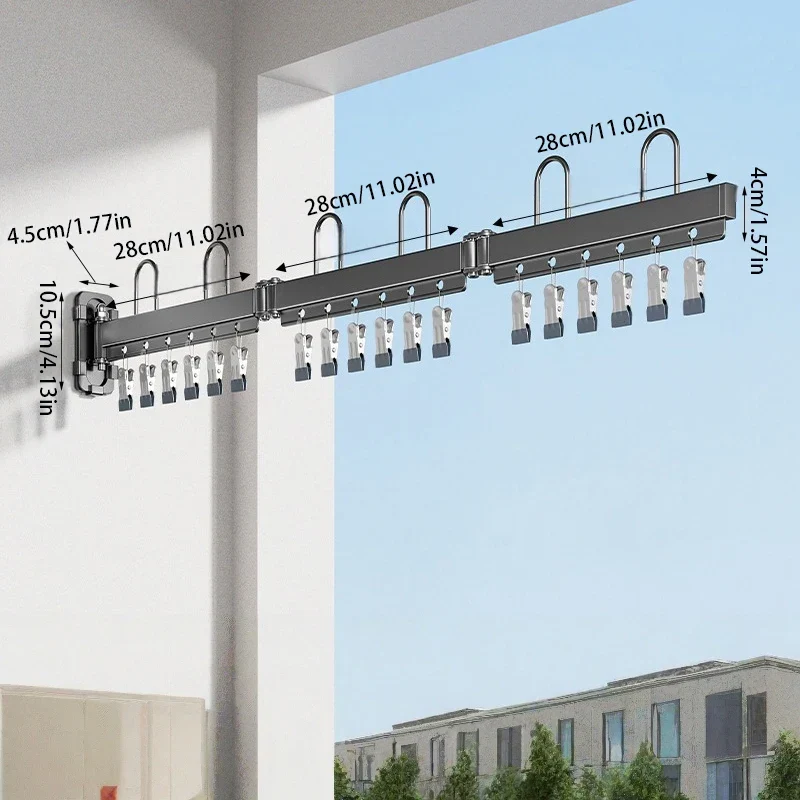 Tendedero de Ropa Retráctil Plegable de Pared