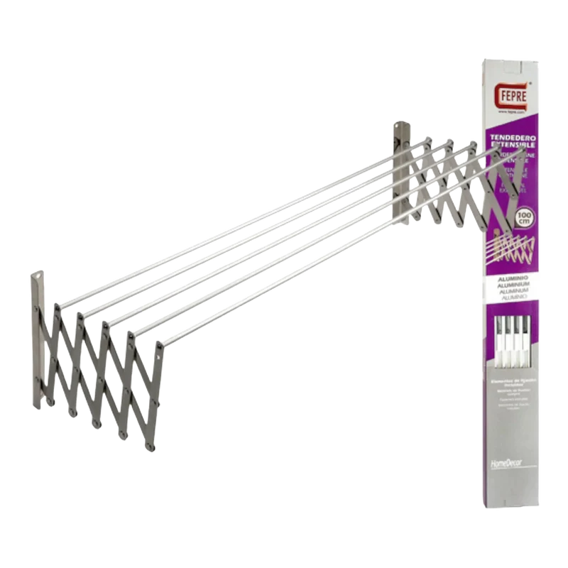 Tendedero de Ropa Retráctil de Pared 120 cm - Aluminio, Plegable para Interior y Exterior