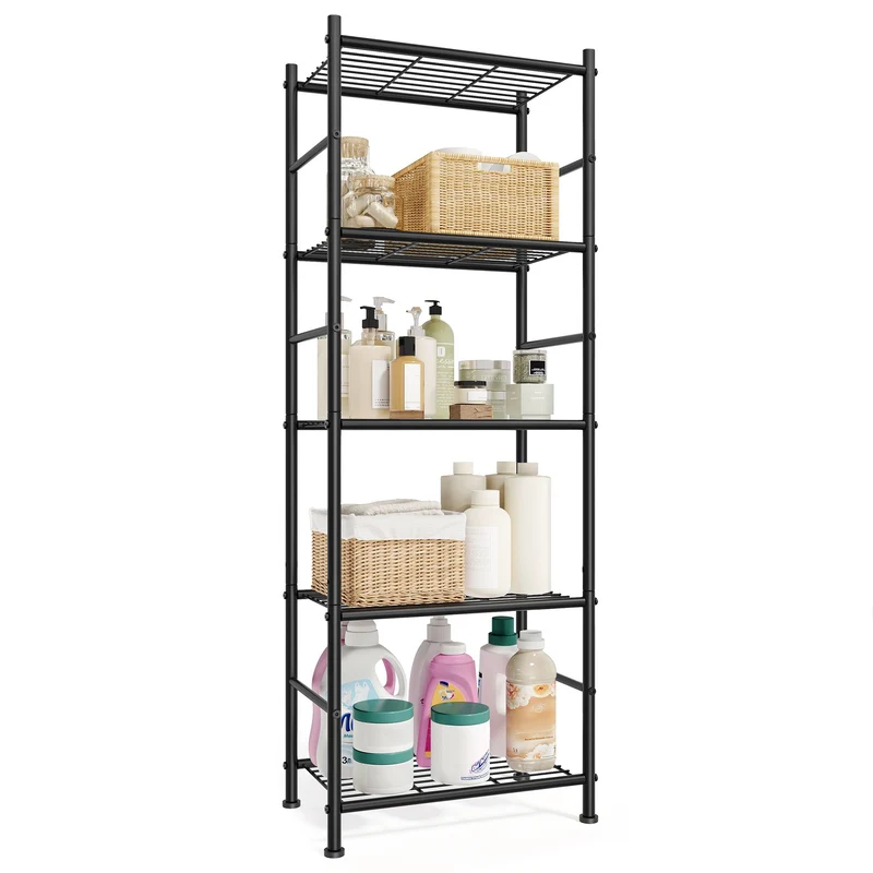 Estantería de baño de acero con estantes ajustables