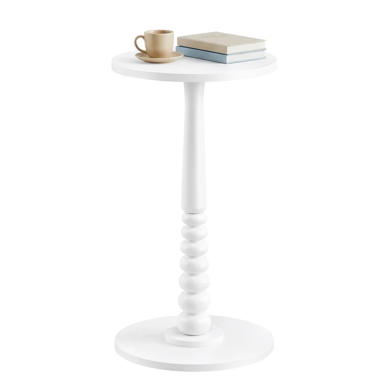 Mesa auxiliar redonda con patas de madera