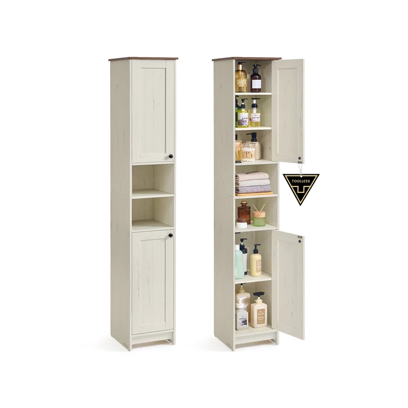 Mueble de baño estrecho con estantes ajustables