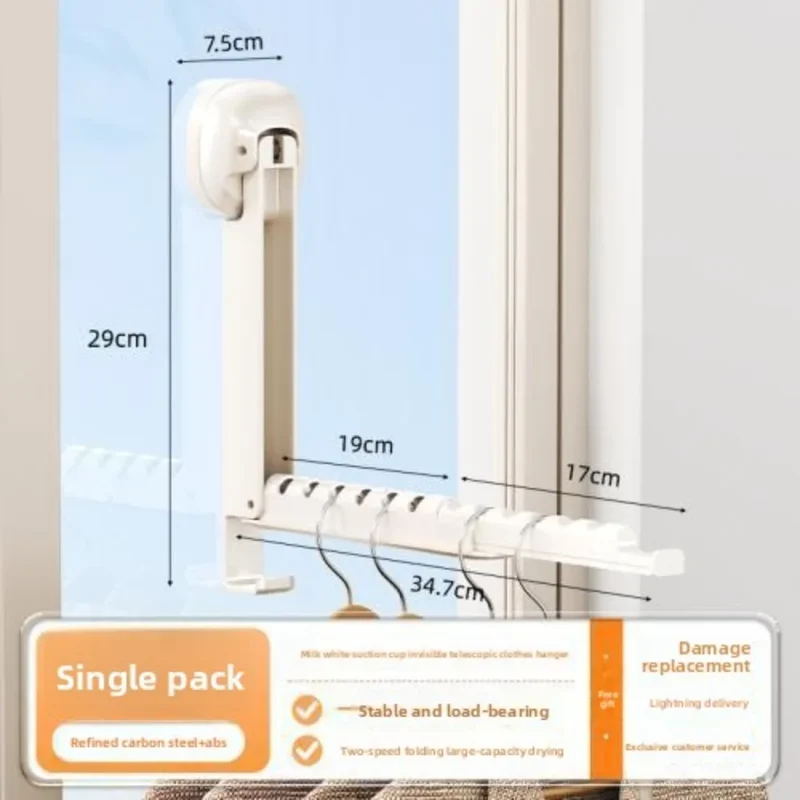 Tendedero de Ropa Plegable de Pared con Ventosa, Retráctil y Portátil