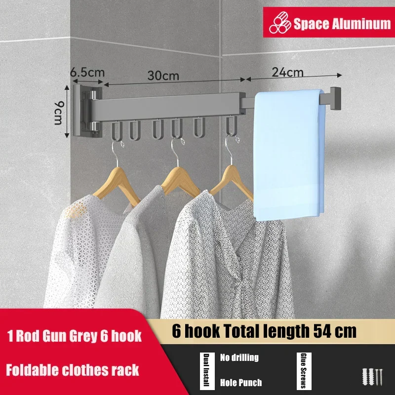 Tendedero de Ropa Retráctil de Aluminio para Interiores y Exteriores