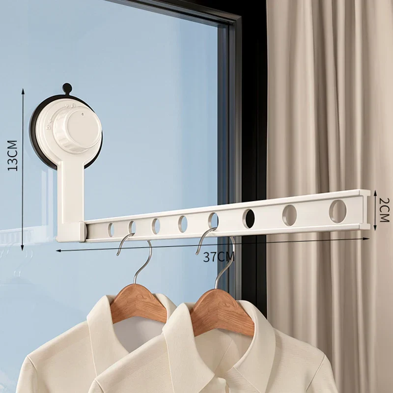 Tendedero de Ropa con Ventosa, Plegable, para Interior y Exterior, Perchero de Pared para Baño, Secador Portátil con Ganchos y Almacenamiento