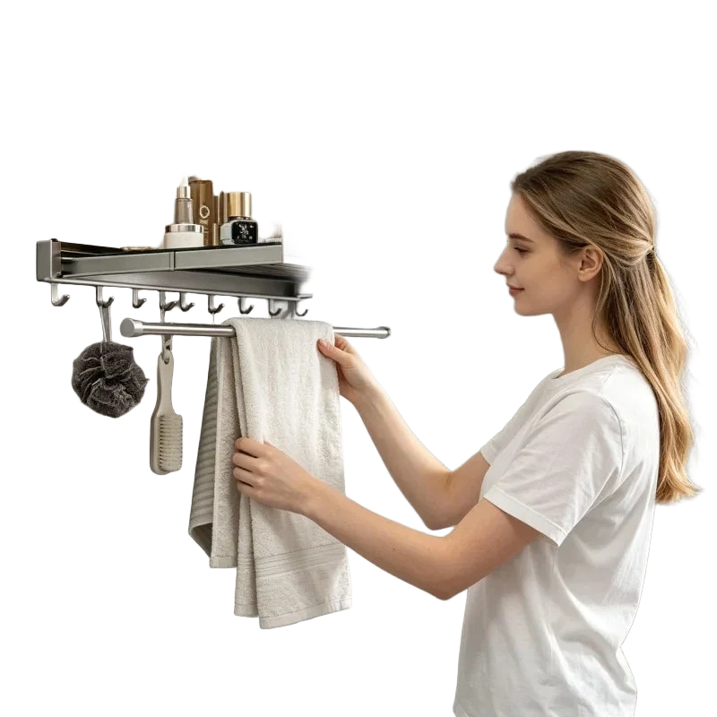 Tendedero de Ropa Retráctil Multiusos Plegable de Acero Inoxidable con Red para Balcón y Baño