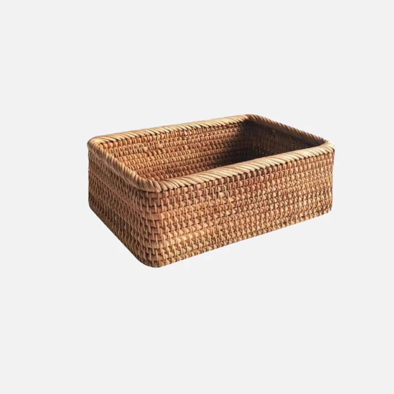 Hand-Woven Rattan Wicker Storage Basket