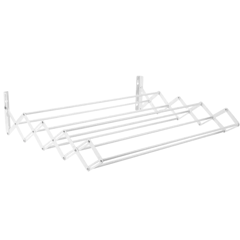 Tendedero de Pared Extensible 80cm - Plegable Interior o Exterior Acero Blanco con 9 Barras y 6 Metros de Espacio