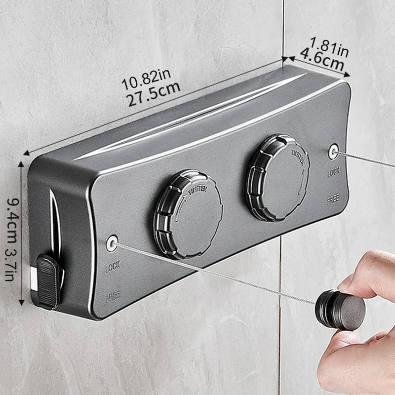 Tendedero de Ropa Retráctil 5.1M - Doble Cuerda de Pared, Ahorra Espacio