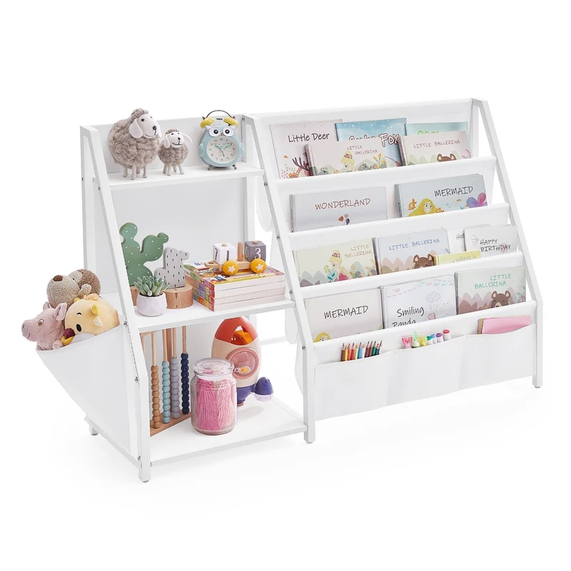 Estantería infantil con bolsillos para juguetes y libros