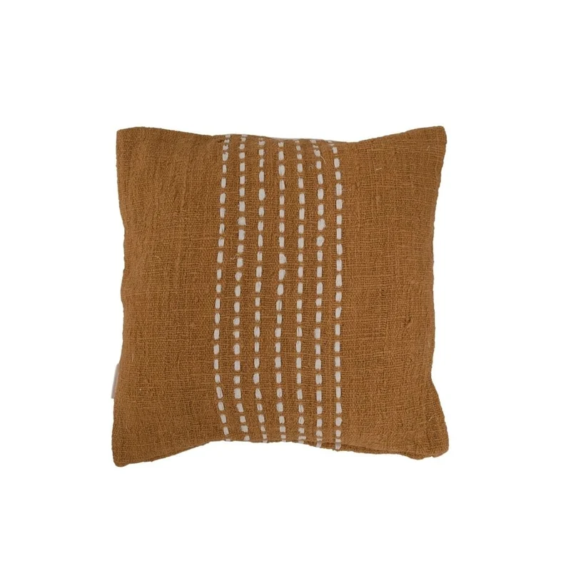 Cotton Cushion Cover Stitch Panel | Mustard 50x50cm