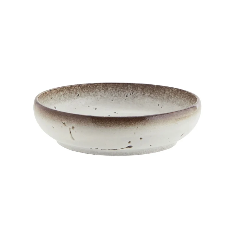 Stoneware Serving Bowl | White/Brown 28x7.5cm