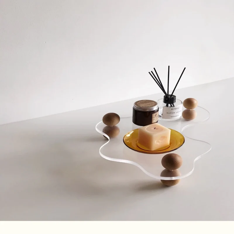 Float Acrylic & Wood Tray Organizer Stand