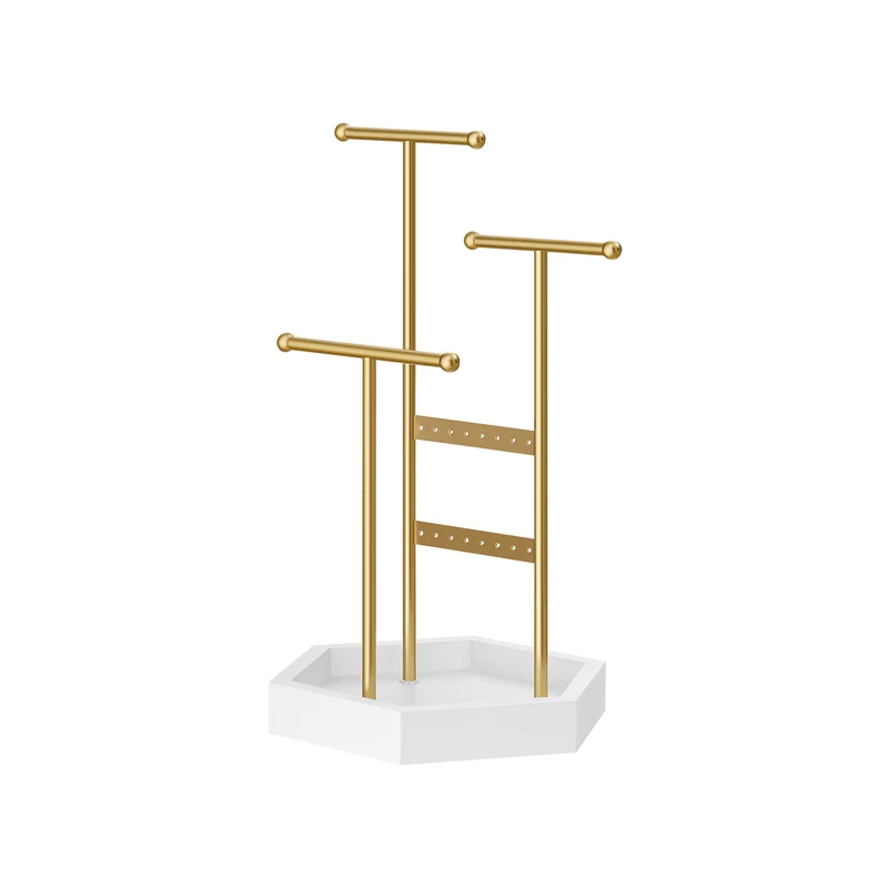 Soporte de Joyas Dorado y Blanco