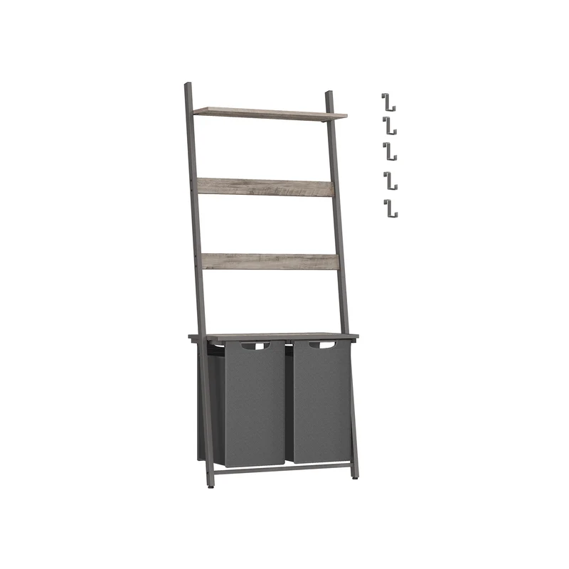Cesto Doble para Ropa Sucia Greige Brezo y Gris Pizarra