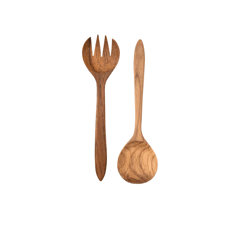 Teak Salad Serving Set of 2 | 35cm