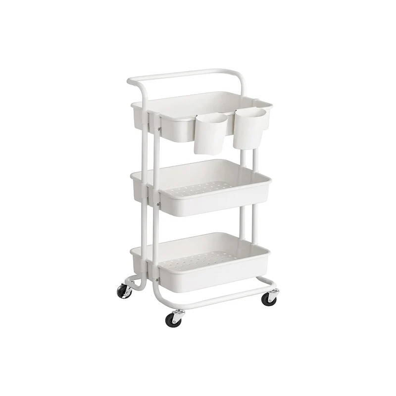 Carrito de 3 Niveles con Cestas de Plástico Negro