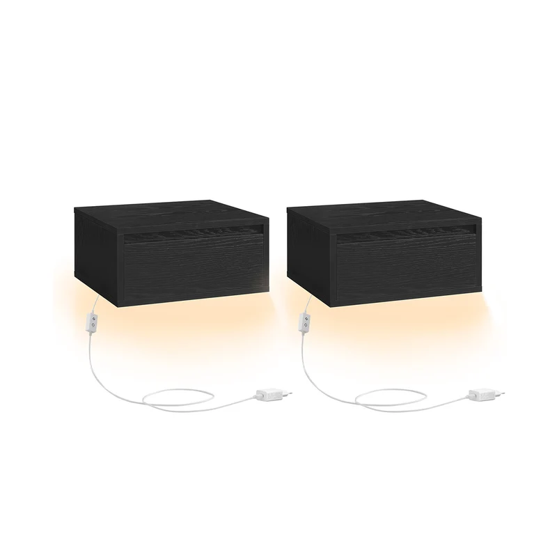 Mesita de Noche Colgante Luz Estante de Pared con Cajón