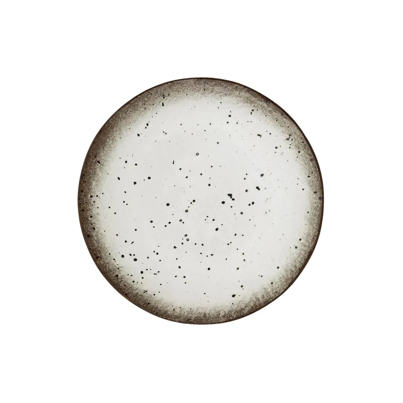 Stoneware Plate | White/Brown 28cm