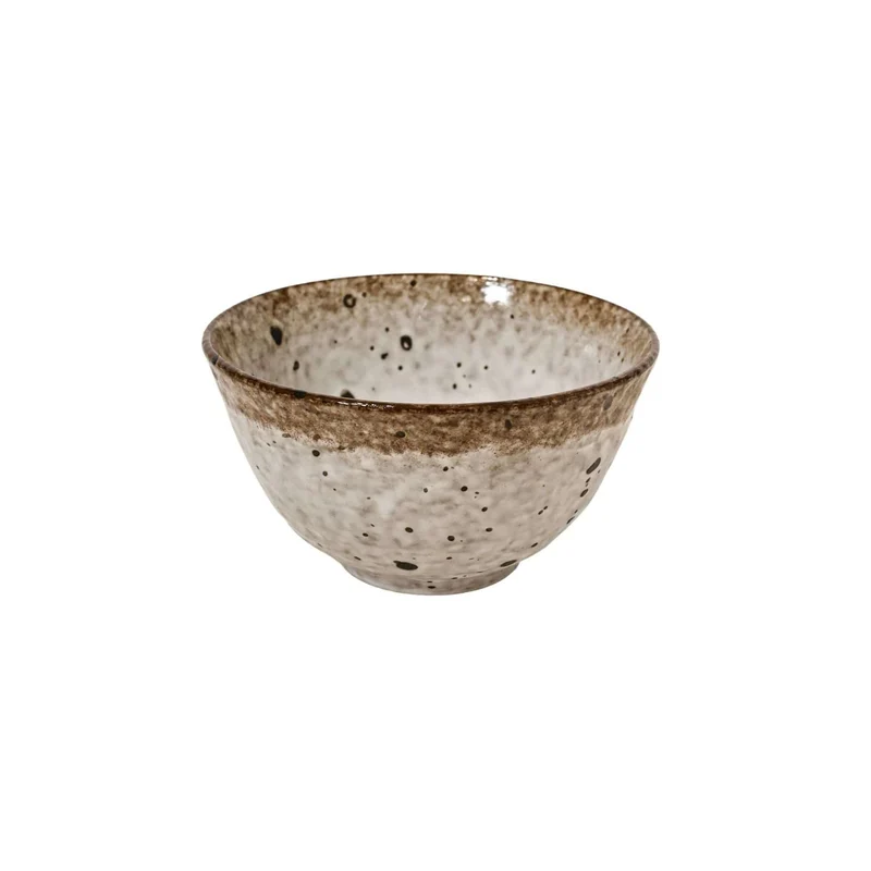 Stoneware Bowl | White/Brown 12x7cm