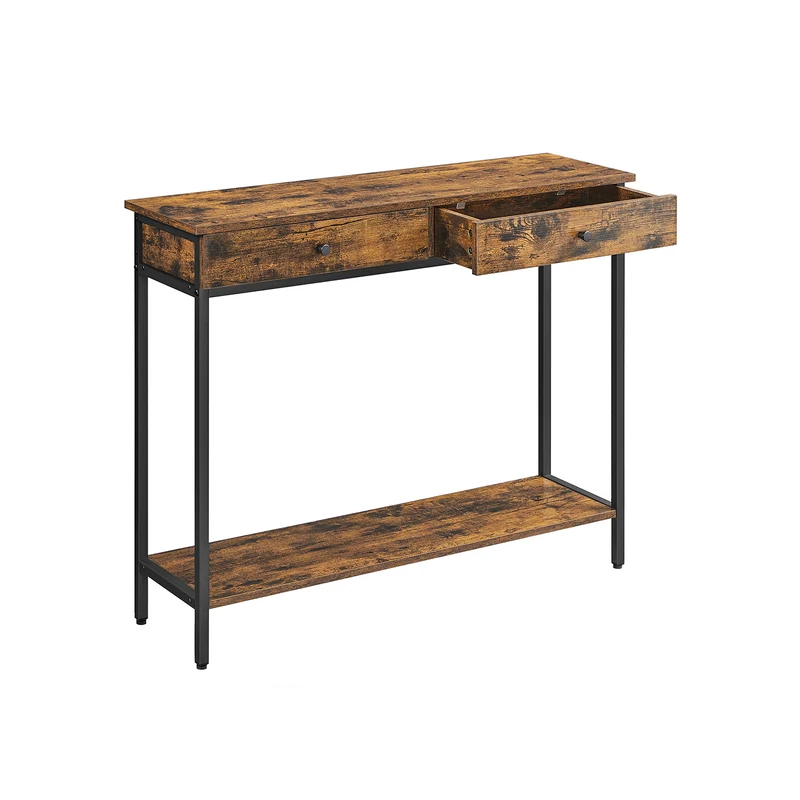Mesa consola con cajones y estructura de acero estilo industrial