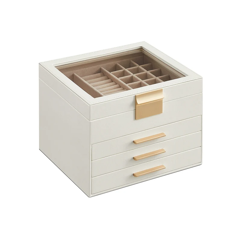 Joyero Moderno con Tapa 20,3 x 23,1 x 16,5 cm Blanco Nube