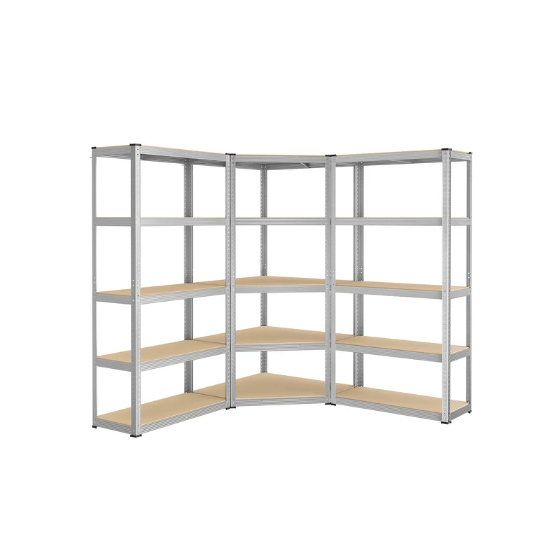 Juego de Estantería Esquinera de 5 Niveless Plata Pálido y Beige Natural