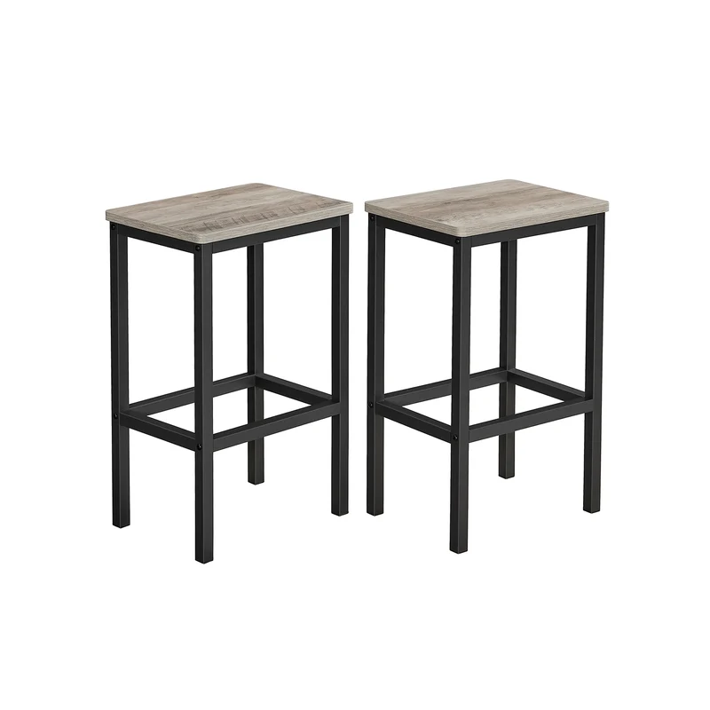 Juego de 2 Taburete de Bar Greige y Negro