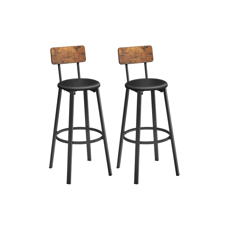 Taburetes de Bar de Barra Tapizados de PU Taburete Alto con Reposapiés