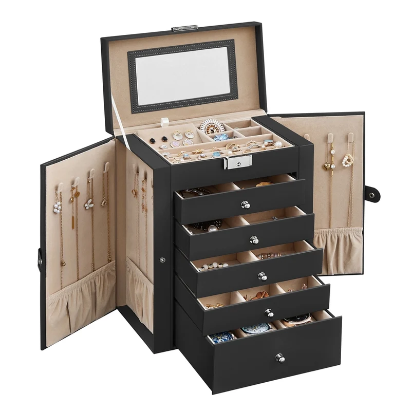 Caja Grande de Joyas Espejo y Cerradura