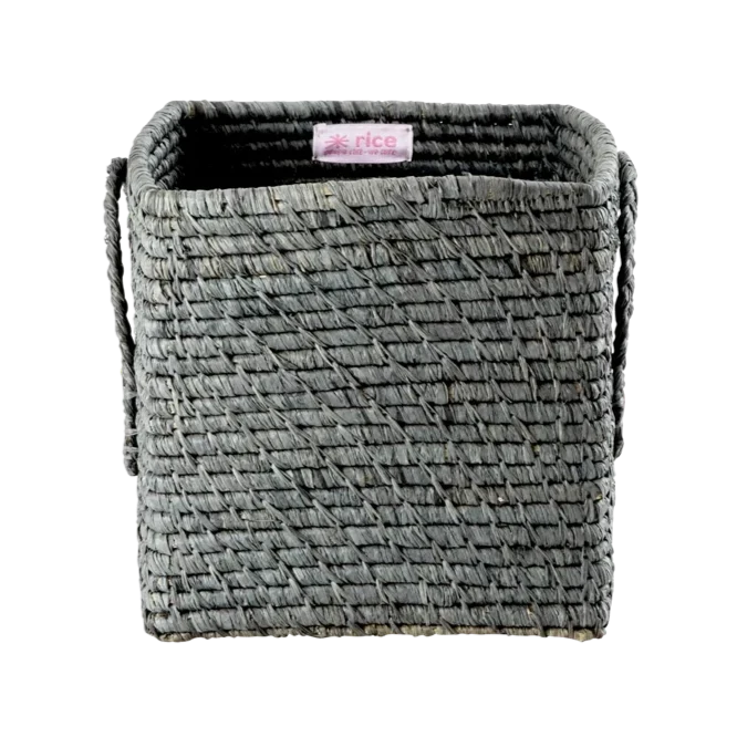 RICE - Raffia Square korpa za skladištenje tamno siva Mala