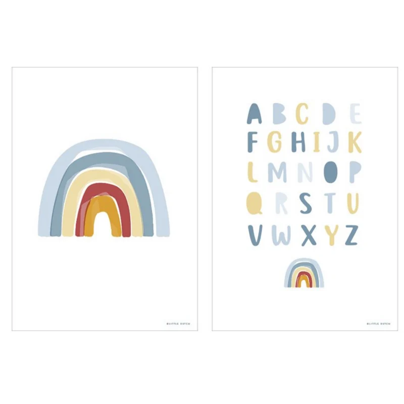 LITTLE DUTCH - Poster A3 Rainbow ABC Blue - Dvostrani otisak koji se može okretati PW10320040