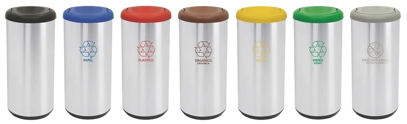 BASURERO INOX CAP. SEL. BASCULANTE 40 LTS. AMARILL