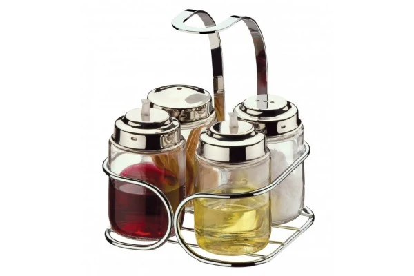 SOPORTE CON VINAGRERA,ACEITERA,PALILLERO Y SALERO