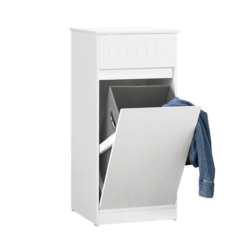 SoBuy BZR110-W Cesto para Ropa Sucia con 1 Cesto y 1 Cajón Blanco