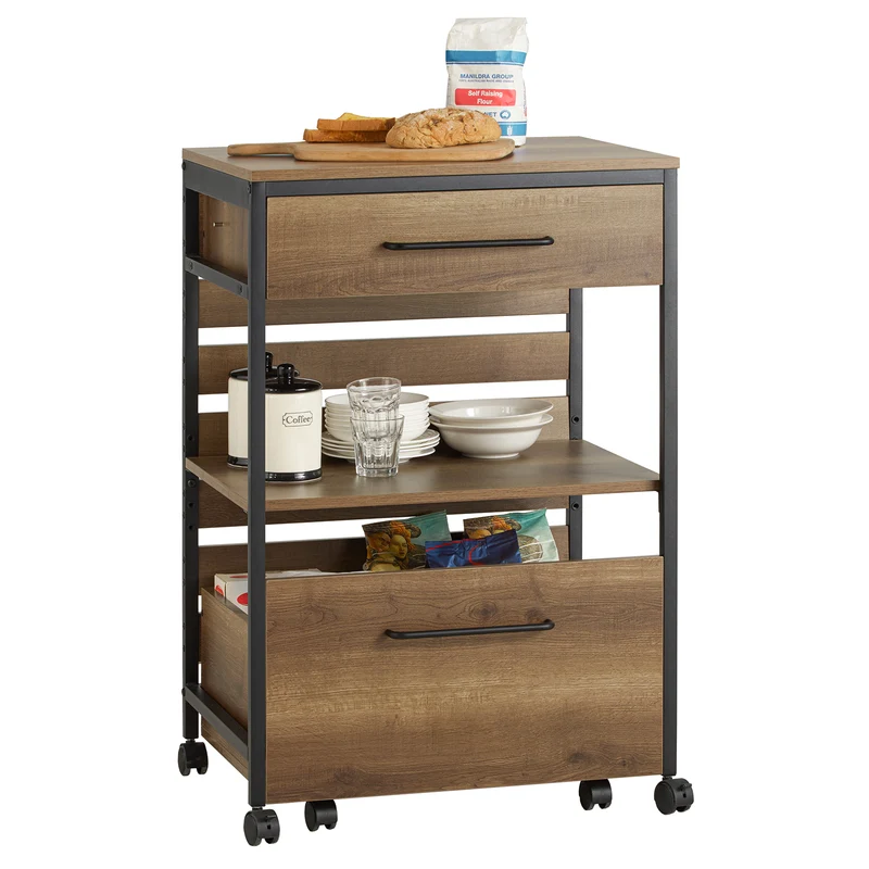 SoBuy FKW118-PF Carro de Cocina con 1 cajón móvil Madera Vintage