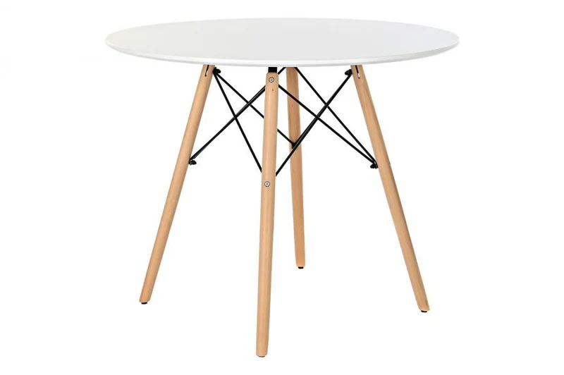 MESA REDONDA COMEDOR MDF ABEDUL 90X90X74 BLANCO