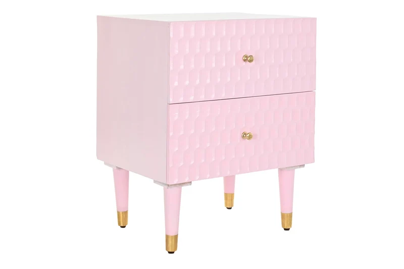 MESITA DE NOCHE MANGO METAL 52X42X65 ROSA PALO