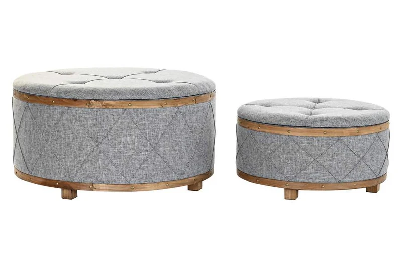 DESCALZADORA SET 2 POLIESTER MADERA 80X80X43