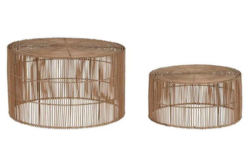 MESA CENTRO SET 2 RATAN 70X70X40 NATURAL
