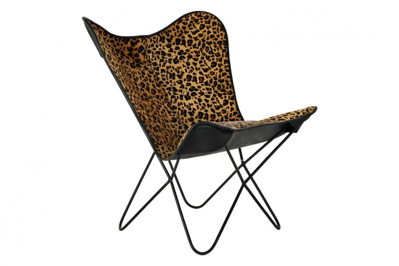 SILLA METAL PIEL 73X70X93 LEOPARDO NEGRO