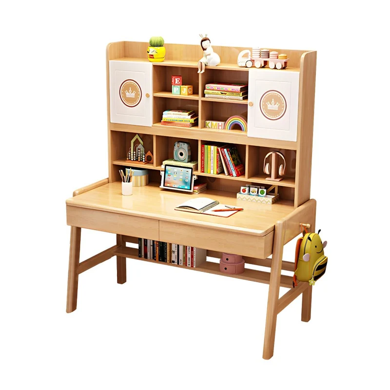 Escritorio de Madera con Estantería y Silla